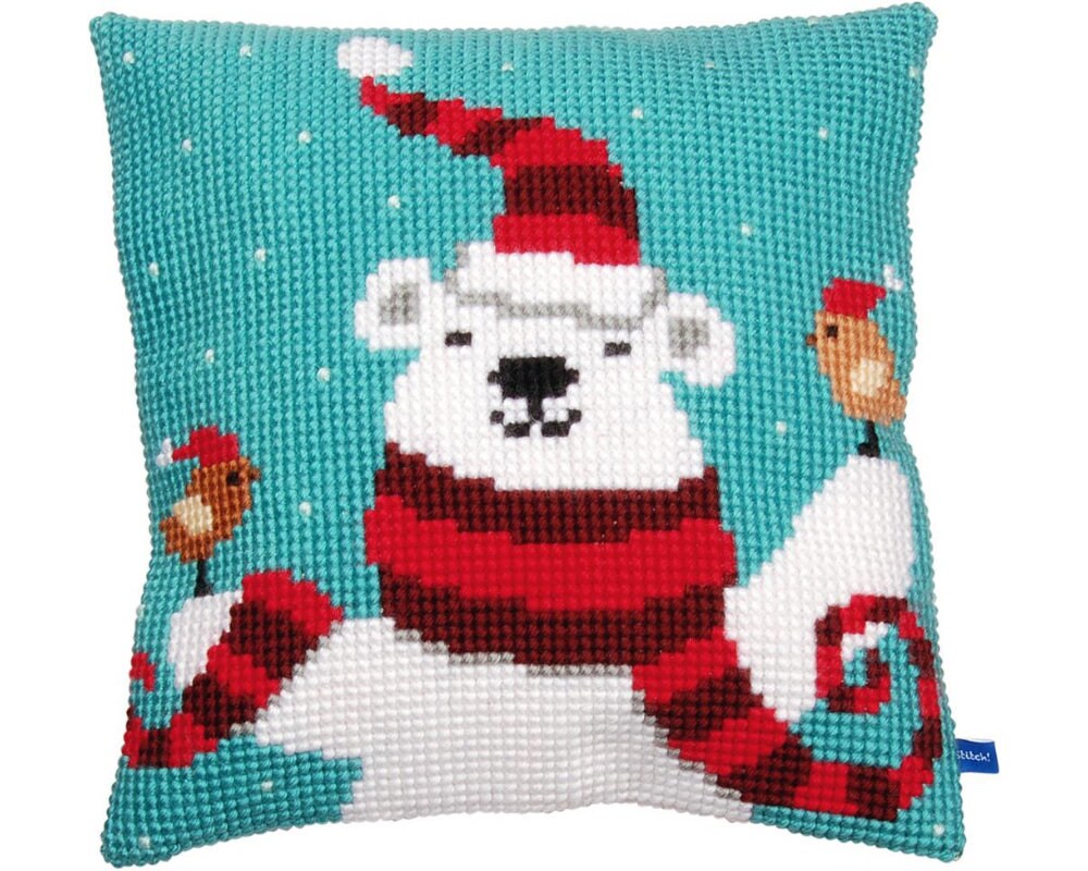 DIY Needlepoint Pillow Kit CHRISTMAS BEAR Cross Etsy