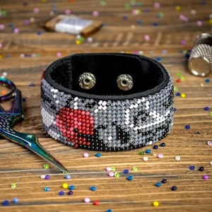 DIY Beaded Bracelet Kit DIY | Bead embroidery kit | Bracelet on leather kit | Beaded bracelet kit | Jewelry making kit | Stunning Handmade