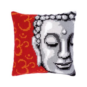 DIY Cross Stitch Cushion Kit &quot;Buddha&quot; | Needlepoint Pillow Kit | Embroidery kit | Home decor