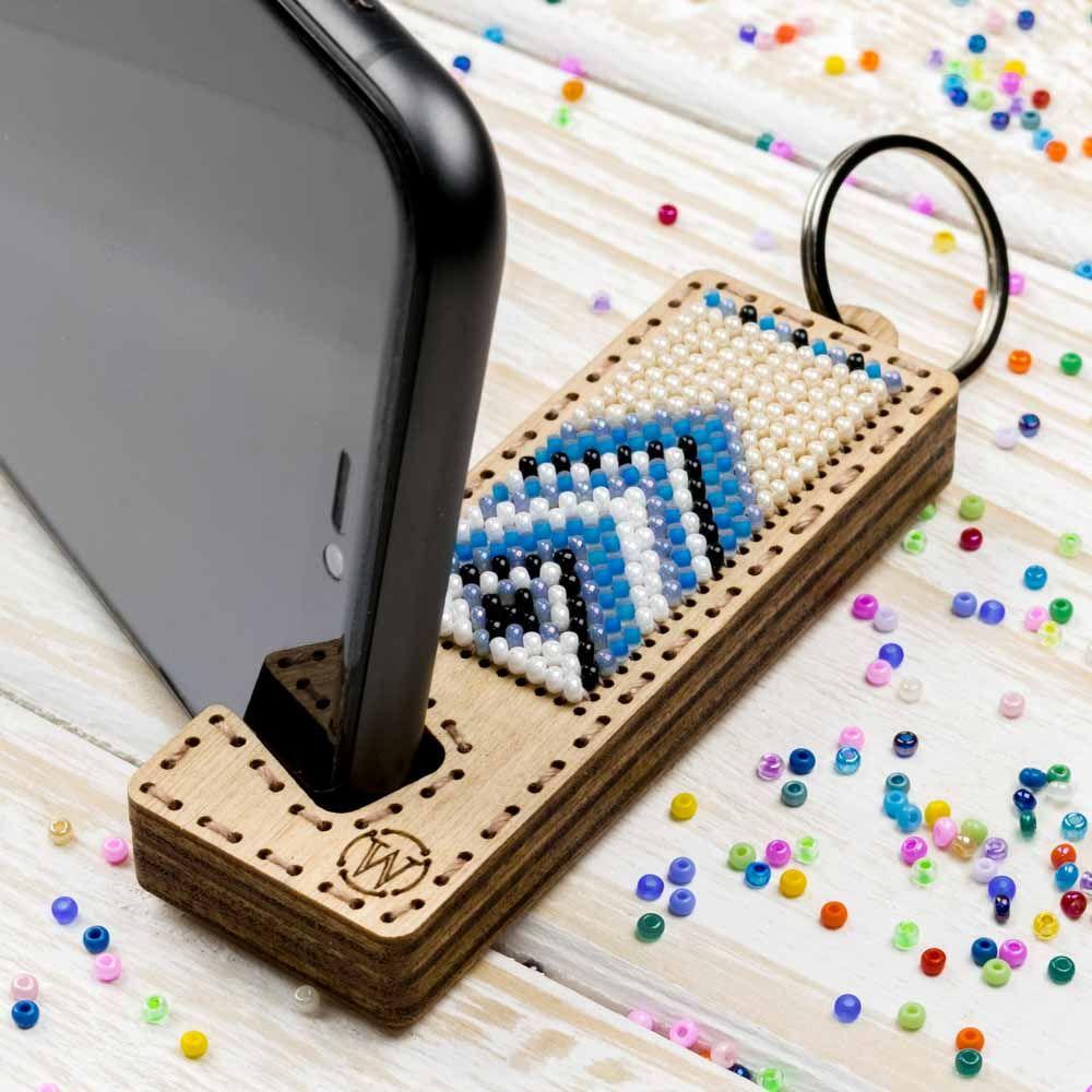 DIY Beaded Keychain Phone Holder Kit | Embroidery Kit on Wood | Unique Gift for Men and Women