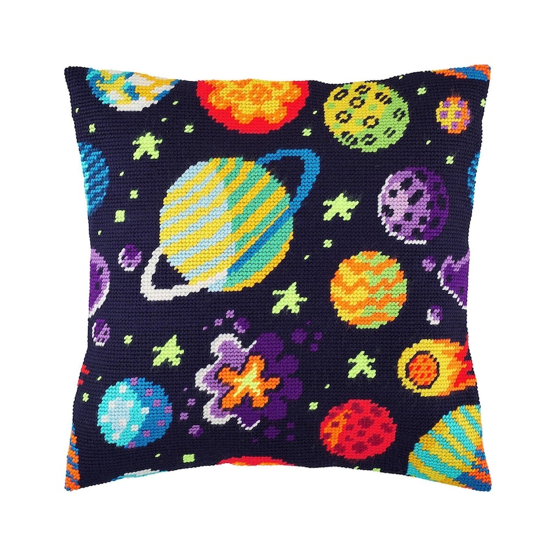 DIY Needlepoint Pillow Kit space Tapestry Cushion Etsy