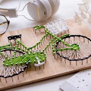 String Art Creative DIY Kit Bicycle 7.5x11.4 / 19.0x29.0 cm, Wall decor, Abris Art A05 image 1