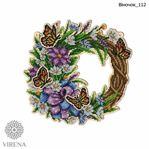 DIY Beaded Door Wreath Kit Wildflowers and butterflies Embroidery on wood, Home decoration, V01
