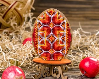 Kit fai da te per giocattoli pasquali "Uovo di Pasqua" / Kit per ricamo di perline su legno / ricamo di perline / decorazioni in legno