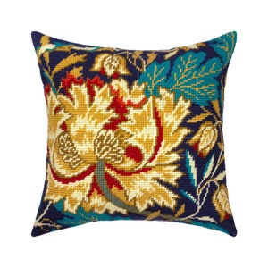DIY Needlepoint Pillow Kit "Tulip", Tapestry cushion kit, Half Cross Stitch Kit, Embroidery kit, size 16"x16" (40x40 cm), Printed Canvas