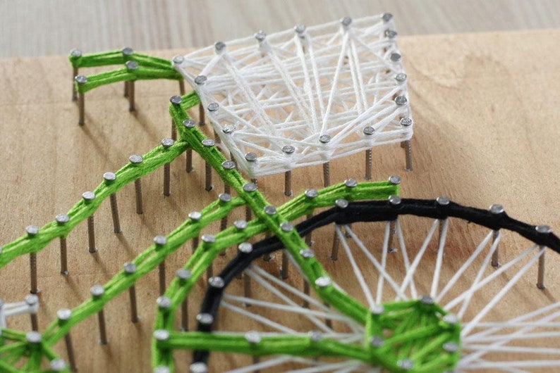 String Art Creative DIY Kit Bicycle 7.5x11.4 / 19.0x29.0 cm, Wall decor, Abris Art A05 image 5