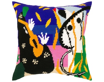 DIY Needlepoint Pillow Kit "The Sorrows of the King" | Tapestry Cushion, Tent Stitch Embroidery Kit, Needlecraft Pillow, Printed Canvas