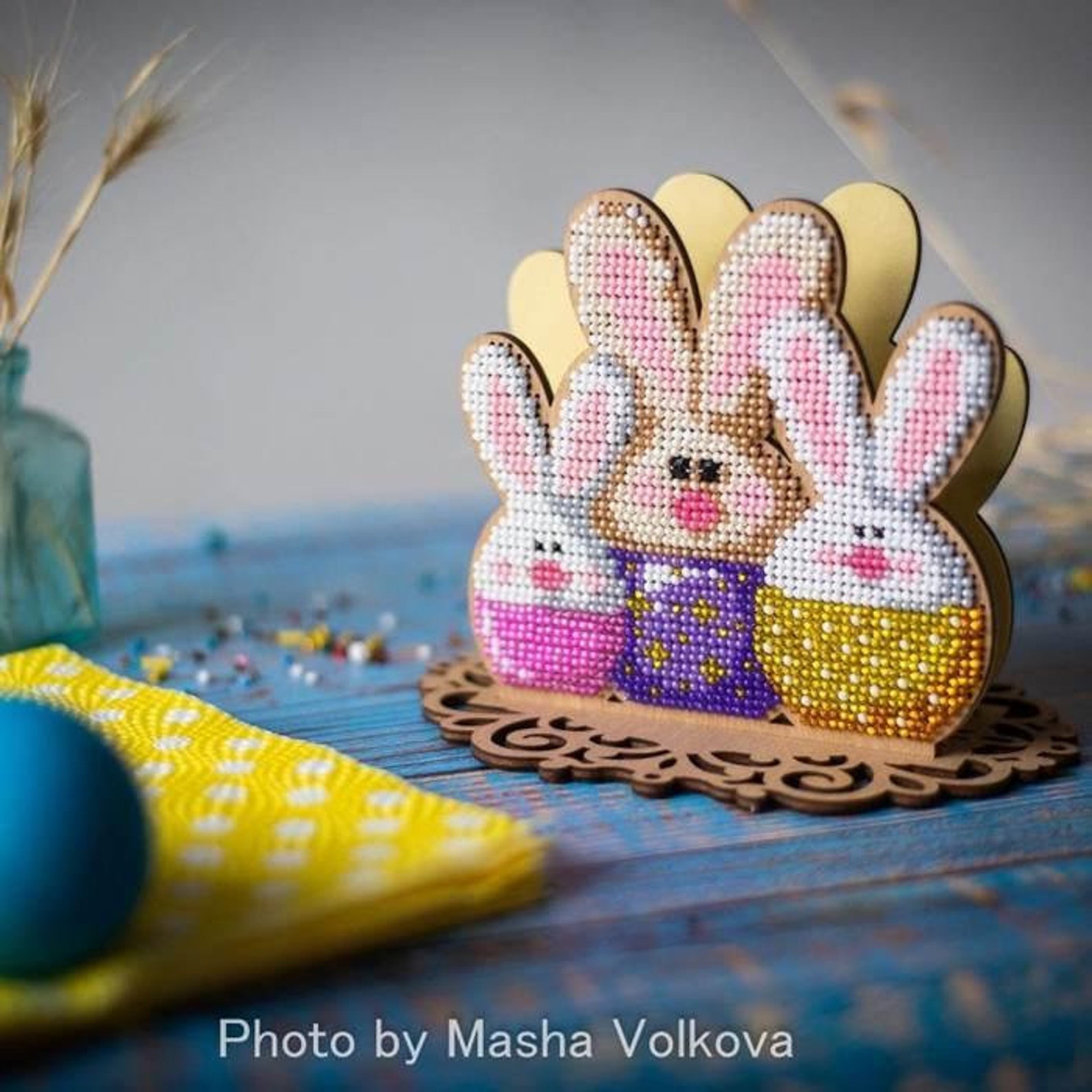 DIY Napkin Holder Kit rabbits Beading Embroidery - Etsy