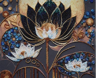 Bead Embroidery Kit "Dream Bloom" | DIY Beadwork Kit for Adults on Printed Canvas, Preciosa Beads
