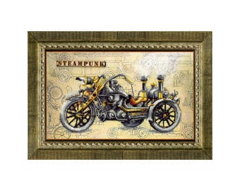 DIY Cross stitch kit with a printed canvas "Sound of engine" Embroidery kit, DIY Craft Kit, Home decor