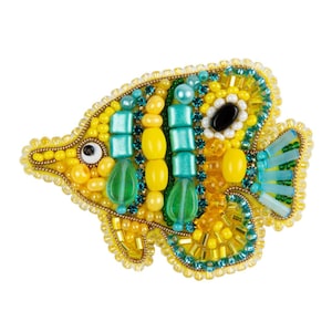 Beadwork kit for creating brooch &quot;Small fish&quot;, DIY Jewelry making kit, Brooch Pin kit, Seed beaded brooch, Bead Embroidery Kit