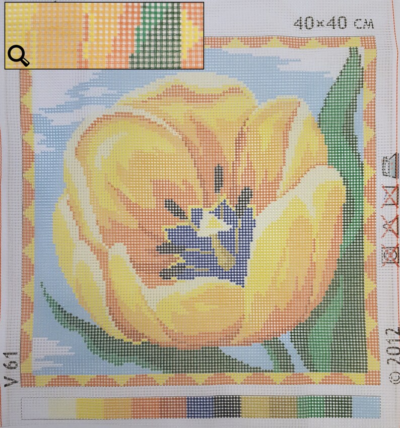 Needlepoint//Tapestry Pillow Cover DIY Kit /"Yellow Tulip/"