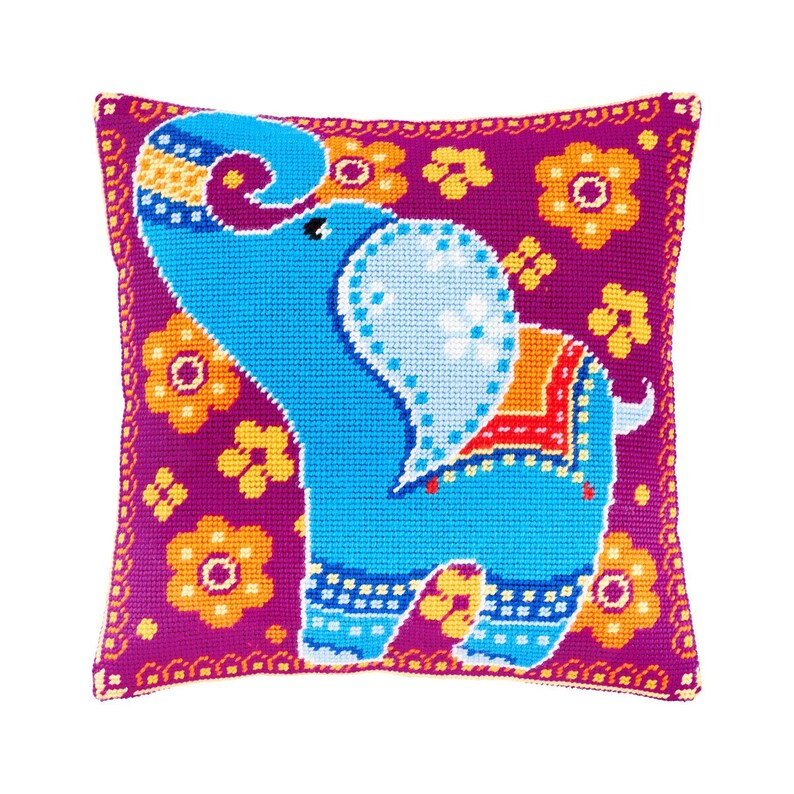DIY Needlepoint Pillow Kit a Little Elephant Etsy