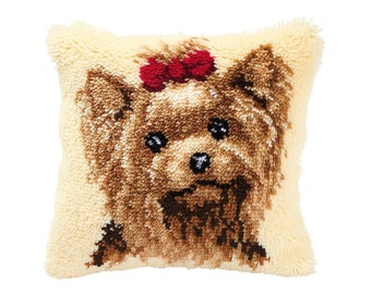 DIY Latch Hook Cushion Kit "Dog", Embroidery kit, DIY Needlepoint Kit, Home decor, Wonderful gift