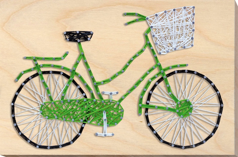 String Art Creative DIY Kit Bicycle 7.5x11.4 / 19.0x29.0 cm, Wall decor, Abris Art A05 image 2