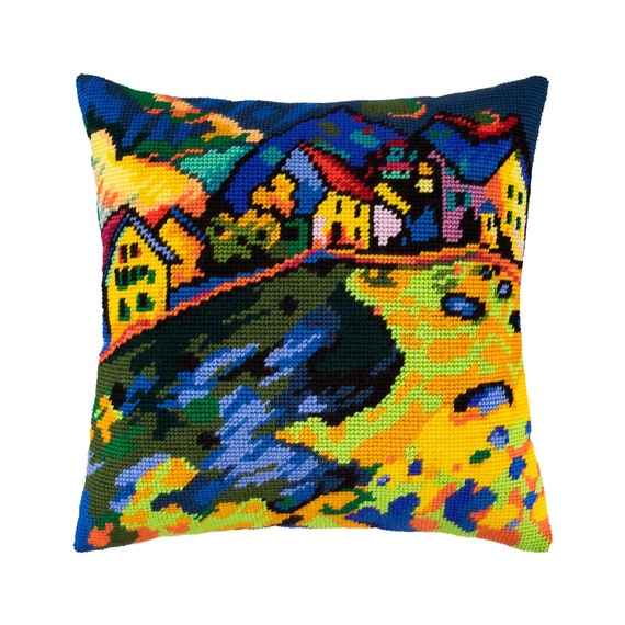DIY Needlepoint Pillow Kit Houses on the Hill V. Etsy