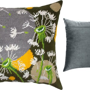 DIY Needlepoint Pillow Kit Dandelions in a Breeze, Tapestry cushion kit, Half Cross Stitch Kit, Embroidery kit, size 16x16 40x40 cm, image 8