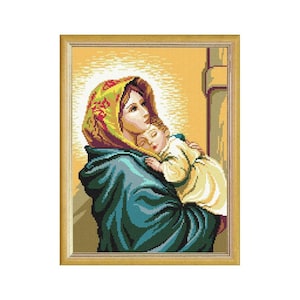 DIY Cross Stitch Kit "Wandering Madonna" with Printed Tapestry Canvas, 11.8"x15.7" / 30x40 cm, Needlepoint Kit, Embroidery kit, Stitchery