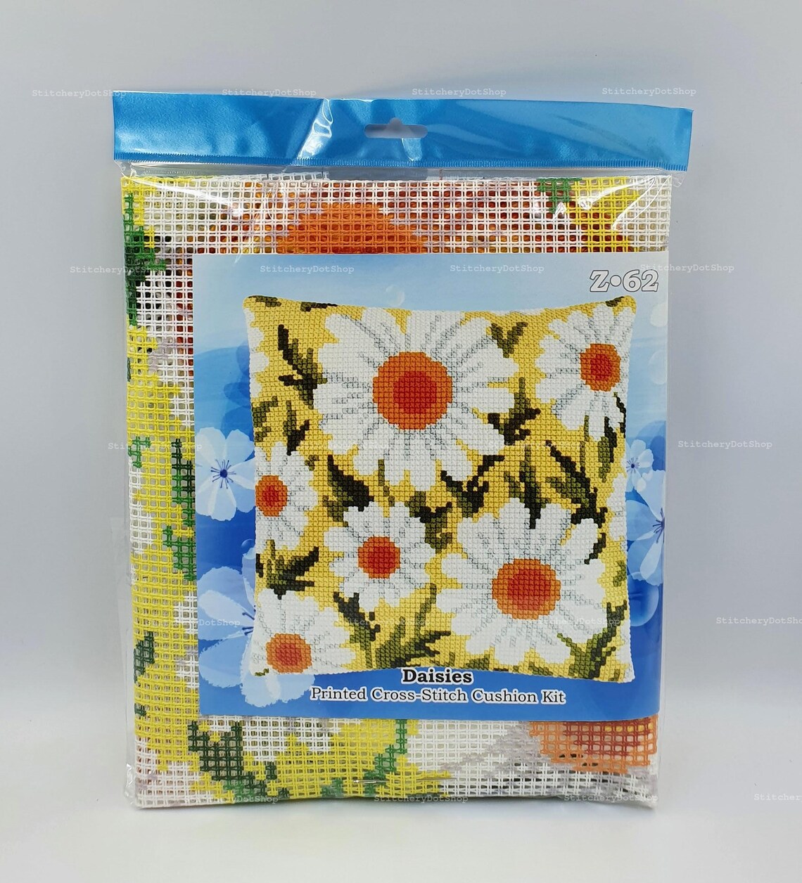 DIY Needlepoint Pillow Kit Daisies Cross Stitch Cushion Kit Etsy