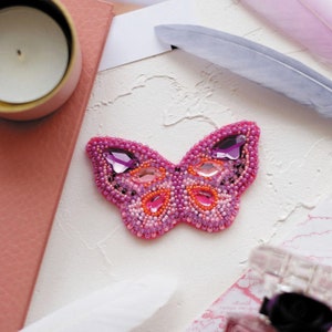 DIY Jewelry making kit &quot;Purple&quot;, Seed beaded brooch, Bead Embroidery Kit A06