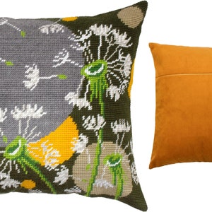 DIY Needlepoint Pillow Kit Dandelions in a Breeze, Tapestry cushion kit, Half Cross Stitch Kit, Embroidery kit, size 16x16 40x40 cm, image 7