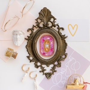 Kit de fabricação de joias faça você mesmo "Letra "O"", broche de miçangas, kit de bordado de miçangas A06