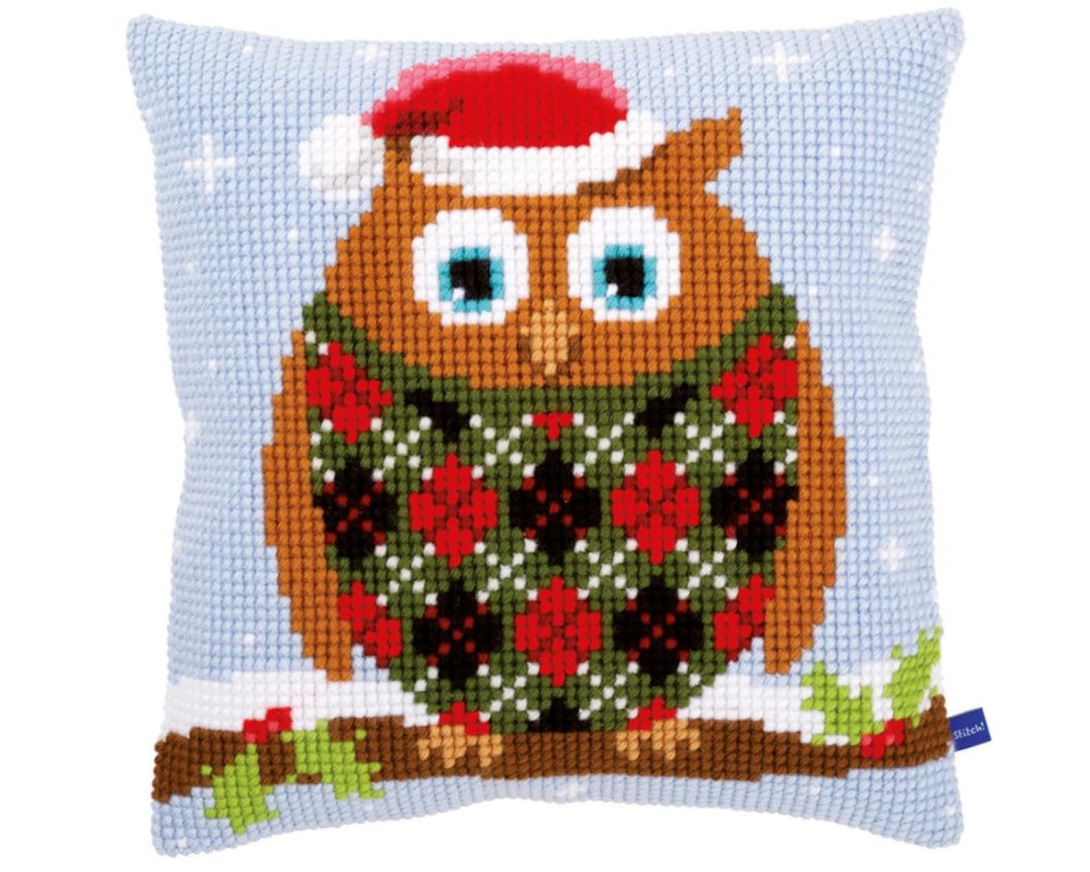 DIY Needlepoint Pillow Kit CHRISTMAS OWL Cross Etsy