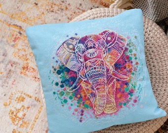 DIY Counted Cross Stitch Pillow Kit "Elephant", Embroidery Pillow case kit, Needlepoint Cushion Kit, Abris Art A05