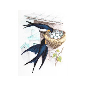 DIY Counted Cross Stitch Kit &quot;Swallow nest&quot;, Embroidery kit, DIY Craft Kit, Home decor
