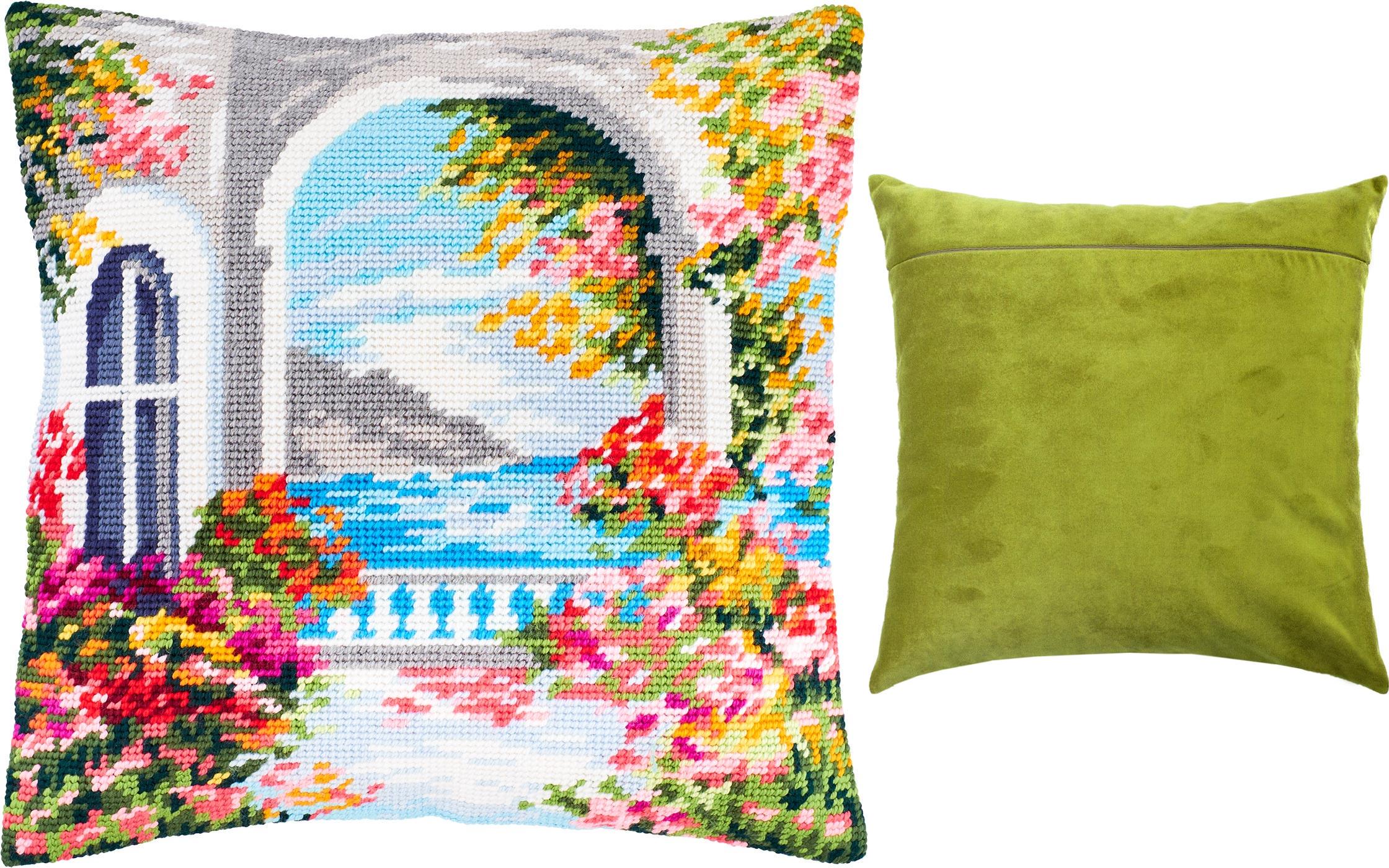 Proyecto Relax Entretenimiento Kit De Punto De Aguja Almohada Tigre - Lienzo Impreso 40,6x40,6 Cm | Manualidades Bordado Almohada Bordada 40x40 Cm