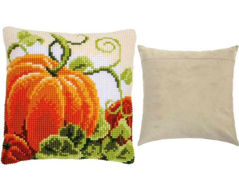DIY Needlepoint Pillow Kit PUMPKINS Cross Stitch Etsy