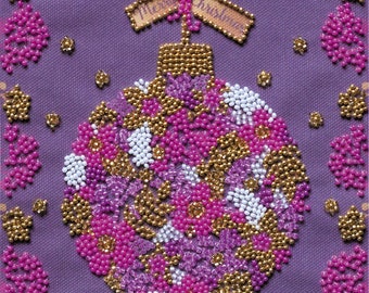 DIY Bead Embroidery Kit on art canvas "Flower ball", Beading pattern, Home decor, A02 Abris Art