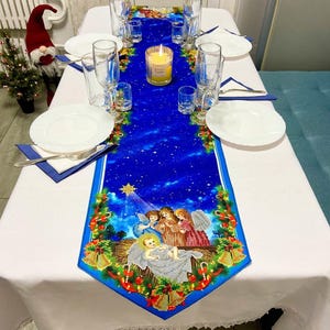 DIY Bead Embroidery Table Runner Kit "Birth of Jesus Christ", Beading pattern, Home decor