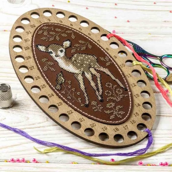 DIY Embroidery Organizer Kit deer, Cross Stitch Kit, Floss Holder, Plywood  Sewing Organizer 