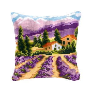 DIY Cross Stitch Cushion Kit &quot;Provence&quot; | Needlepoint Pillow Kit | Embroidery kit | Home decor
