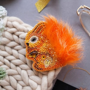 DIY Jewelry making kit &quot;Fluffy&quot;, Seed beaded brooch, Bead Embroidery Kit A04