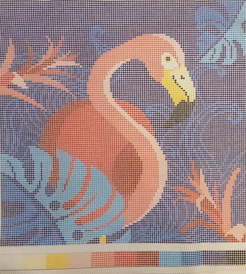 DIY Needlepoint Pillow Kit Flamingo Tapestry Etsy