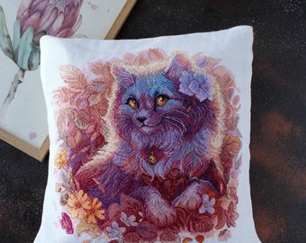 DIY Counted Cross Stitch Pillow Kit "Soft Paws", Embroidery Pillow case kit, Needlepoint Cushion Kit, Abris Art A06