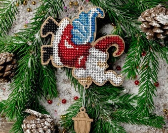 DIY Christmas tree toy kit "Flying Santa" | Christmas tree decor | Christmas gift | Beaded ornament