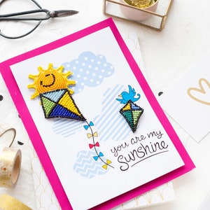 Kit de cartes postales 3D DIY « Soyez le bonheur de votre vie ! à broder avec des perles Abris Art A07, kit de broderie de perles, kit de broderie perlée, kit de créations manuelles
