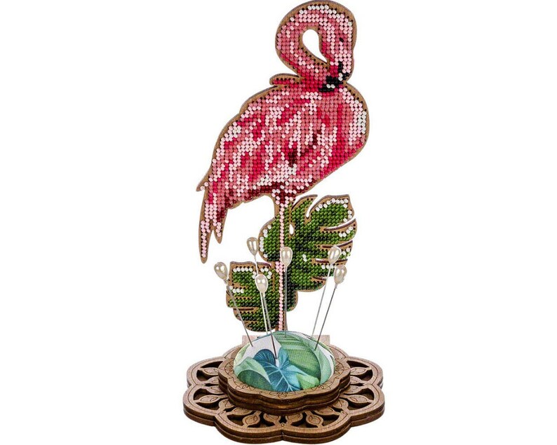 DIY needle cushion kit, needle minder quot;Flamingoquot;, bead DIY needle cushion kit, needle minder quot;Flamingoquot;, bead