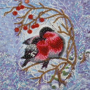 DIY Bead Embroidery Kit on art canvas "Warmth together", Beading pattern, Home decor, A01 Abris Art