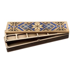 Kit fai da te per ricamo con perline "Ornamento", vassoio porta perline in legno con coperchio in legno, contenitore porta perline, scatola per perline, utensili per perline