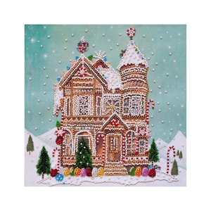 DIY Bead Embroidery Kit &quot;Gingerbread&quot; | Abris Art Beading Pattern Kit for Adults A23 | Handmade Home Decor on Art Canvas | Craft Kit |