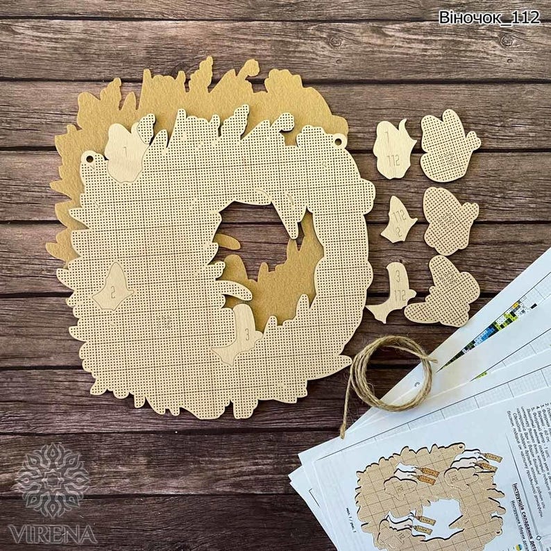 DIY Beaded Door Wreath Kit Wildflowers and butterflies Embroidery on wood, Home decoration, V01