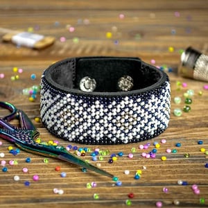 DIY Beaded Bracelet Kit DIY | Bead embroidery kit | Bracelet on leather kit | Beaded bracelet kit | Jewelry making kit | Stunning Handmade