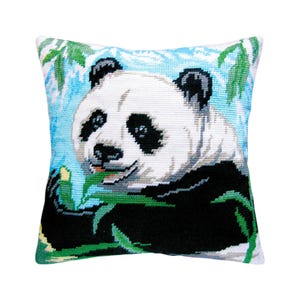 Kit de bordado "Panda" para cojín tapiz, kit de bordado con punto de tienda, cojín bordado, lienzo impreso de 40 x 40 cm