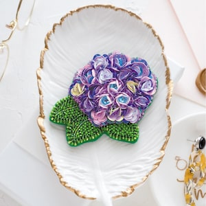 DIY Jewelry making kit &quot;Beautiful hydrangea&quot;, Seed beaded brooch, Bead Embroidery Kit A04