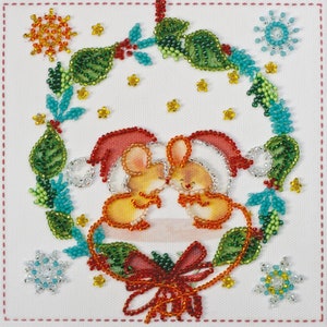 DIY Bead Embroidery Kit on art canvas &quot;Kisses&quot;, Beading pattern, Home decor, A10 Abris Art