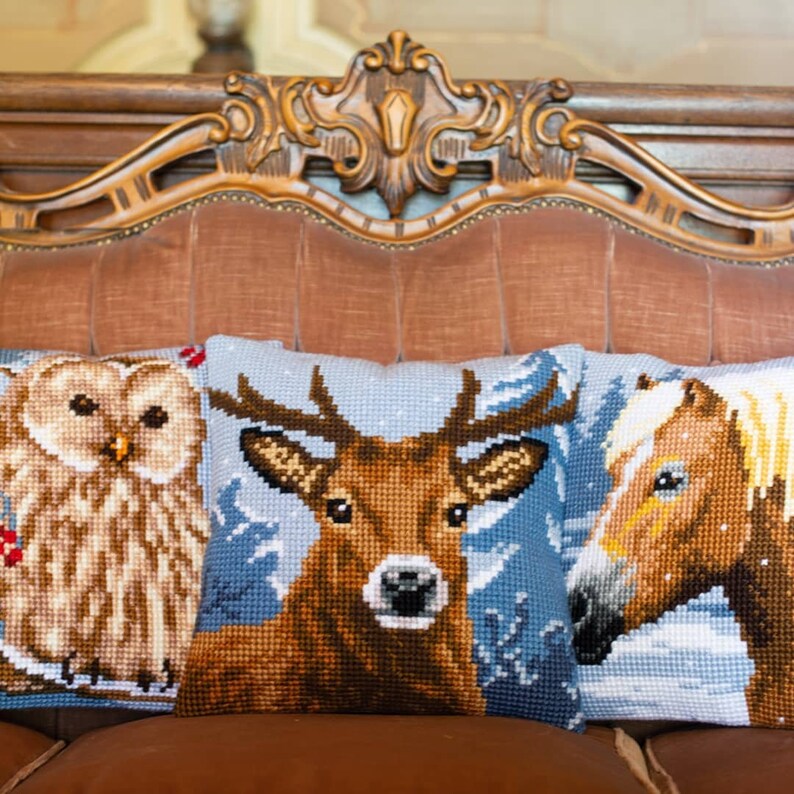 DIY Needlepoint Pillow Kit Vervaco Cross Stitch Cushion Kit Etsy